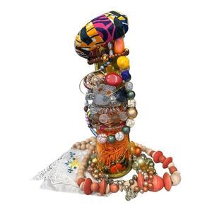 Estate to now jewerly yellow vase overflowing wearable ,mixed lot & craft pieces